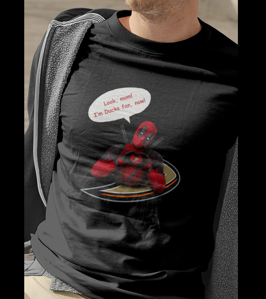 Anaheim Ducks Fan With Iconic Character In Red Suit T-Shirt