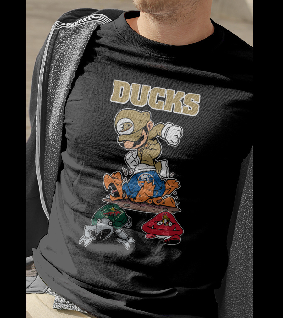 Ducks Anaheim Hockey Character Crossover And Team Logos T-Shirt
