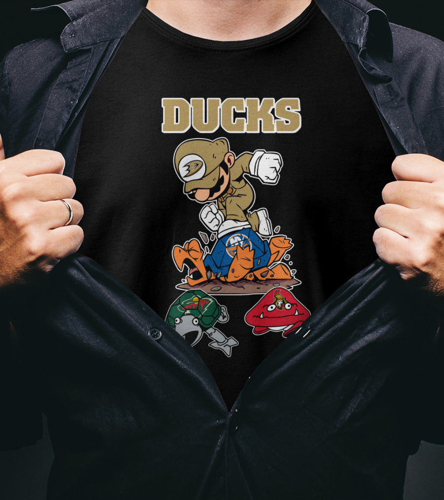 Ducks Anaheim Hockey Character Crossover And Team Logos T-Shirt