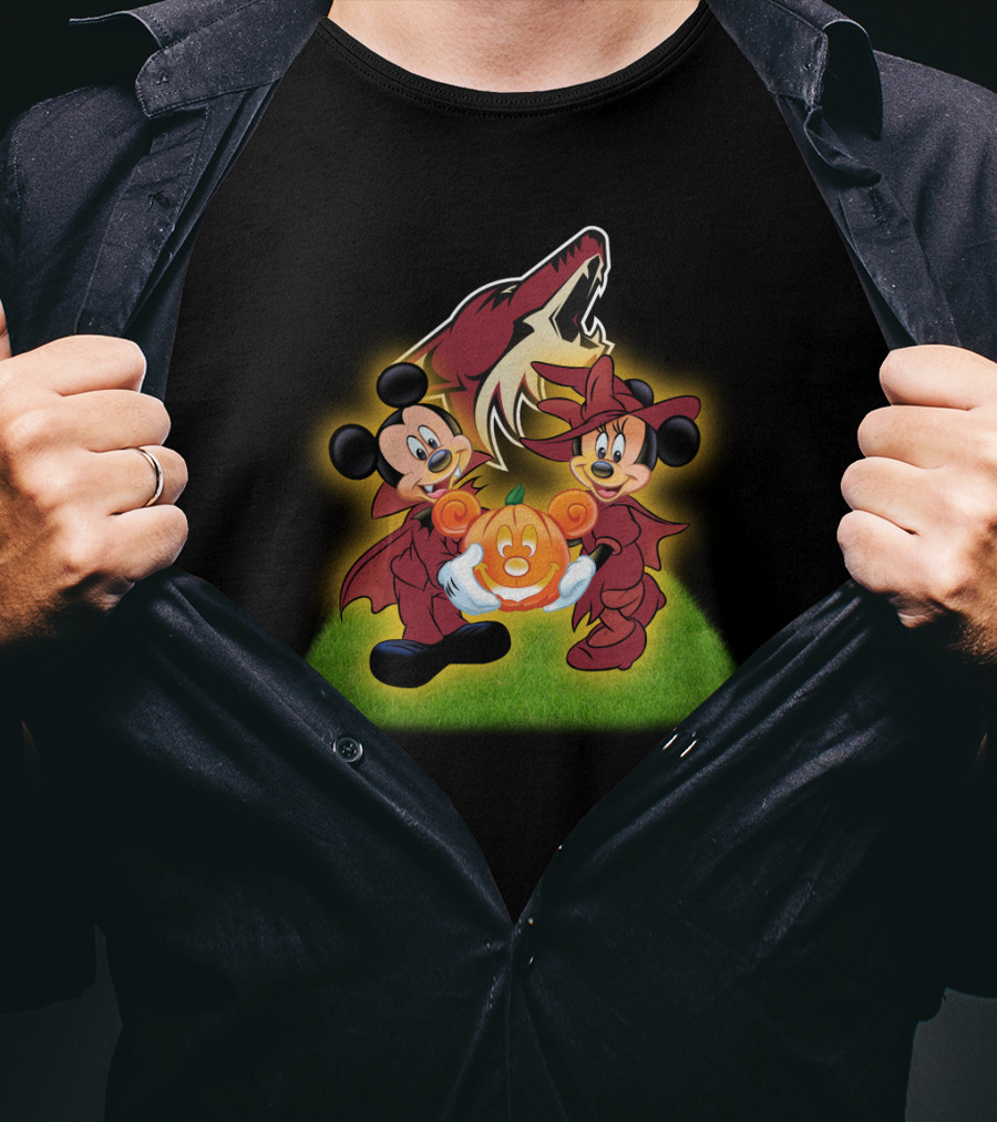 Halloween Arizona Coyotes Mickey Minnie Pumpkin T-Shirt