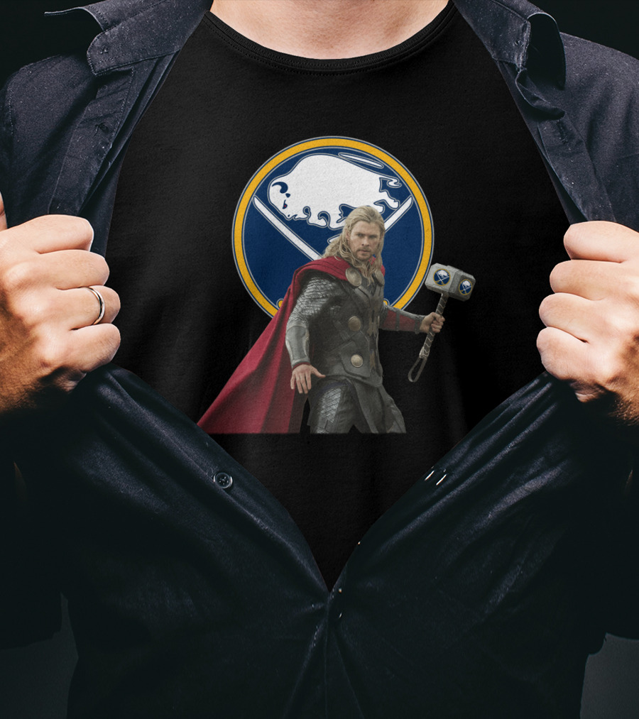 Buffalo Sabres Thor Crossover With Mjolnir And Sabres T-Shirt