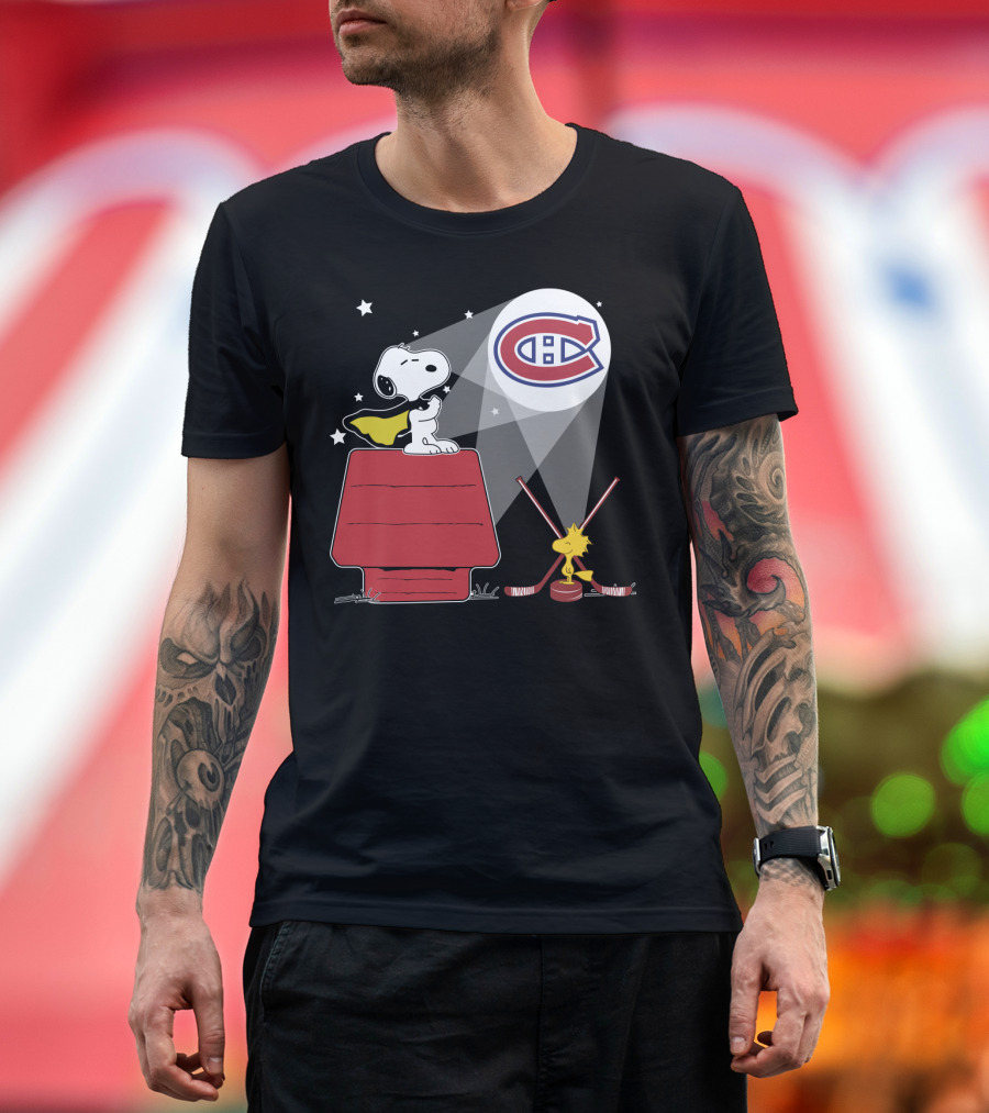 Snoopy Woodstock Montreal Canadiens Logo Peanuts Crossover T-Shirt