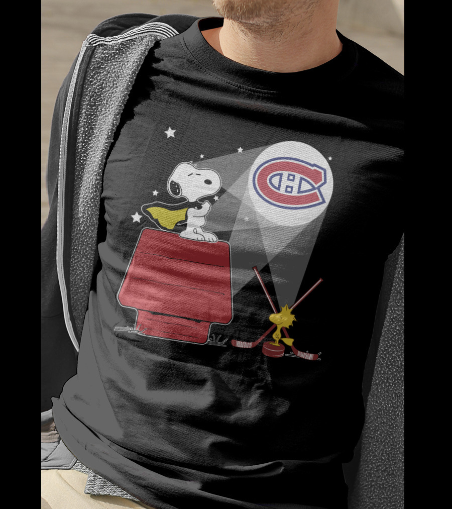 Snoopy Woodstock Montreal Canadiens Logo Peanuts Crossover T-Shirt