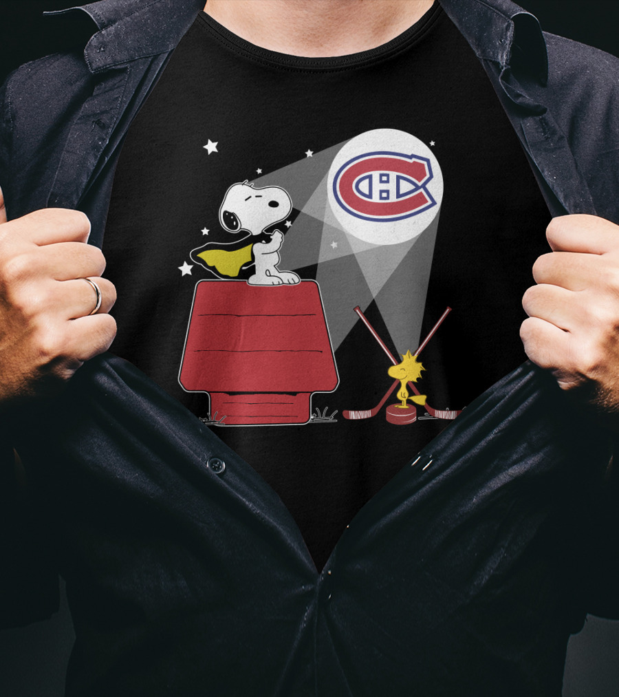 Snoopy Woodstock Montreal Canadiens Logo Peanuts Crossover T-Shirt