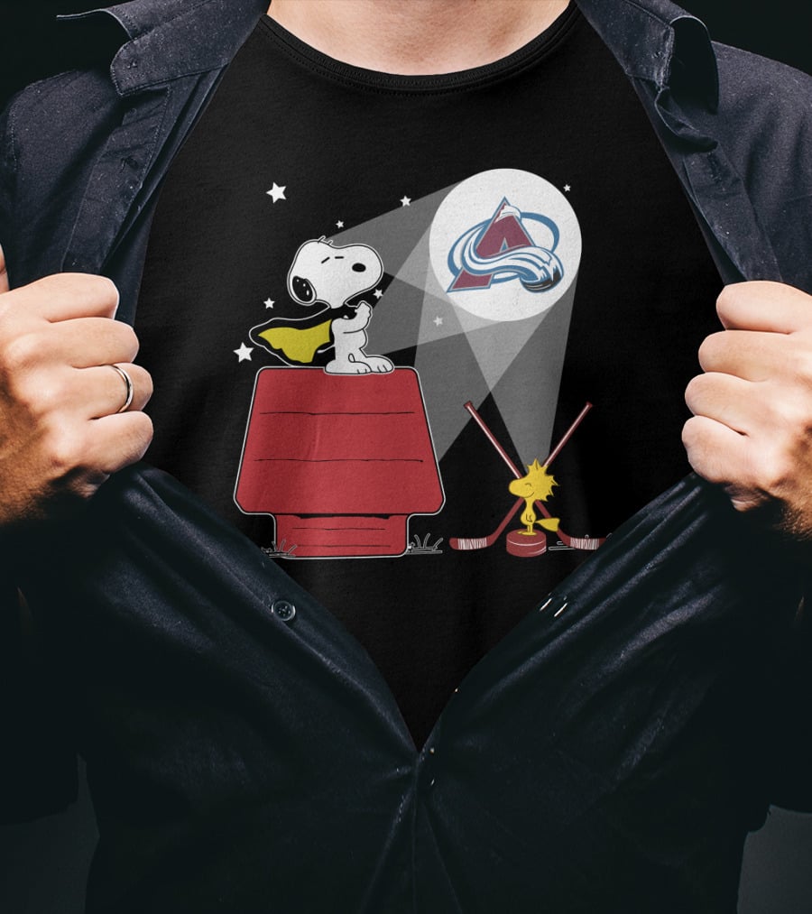 Snoopy And Woodstock Colorado Avalanche Spotlight T-Shirt