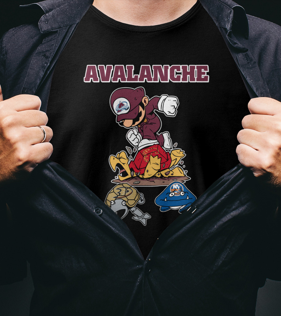 Avalanche Colorado Mario Hockey Theme T-Shirt