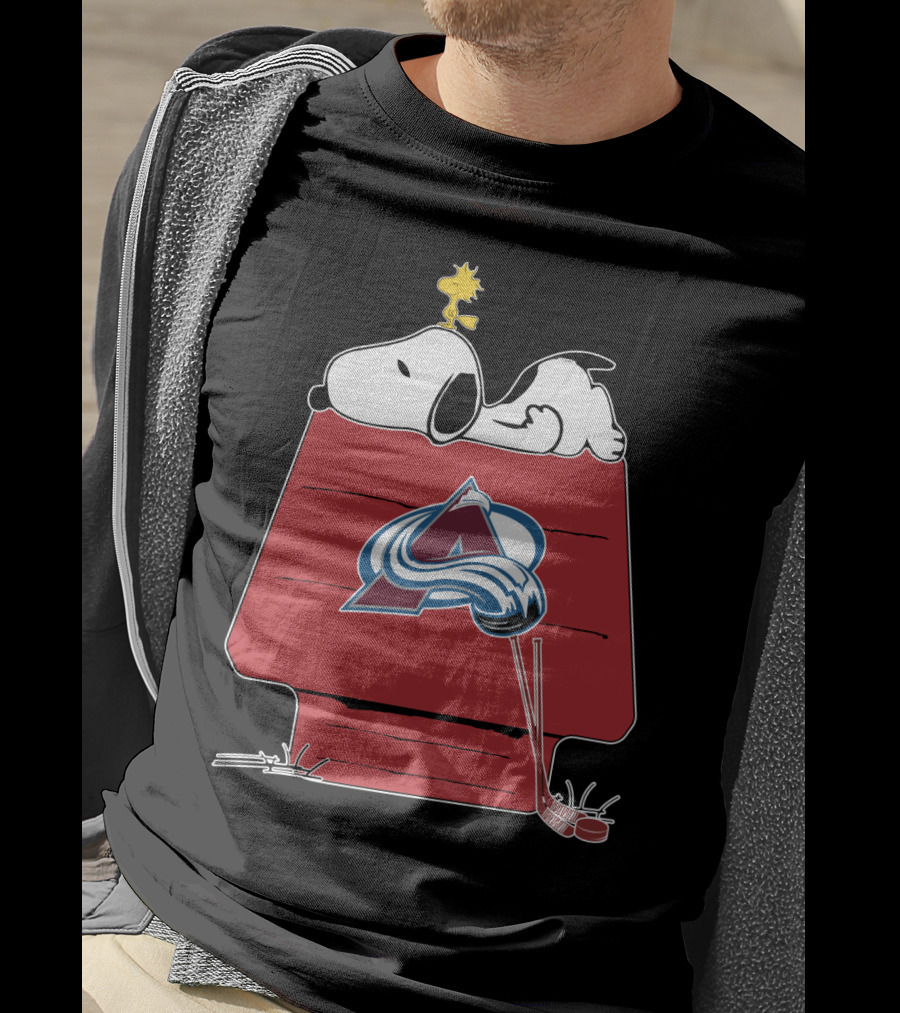 Snoopy And Woodstock Colorado Avalanche Doghouse T-Shirt