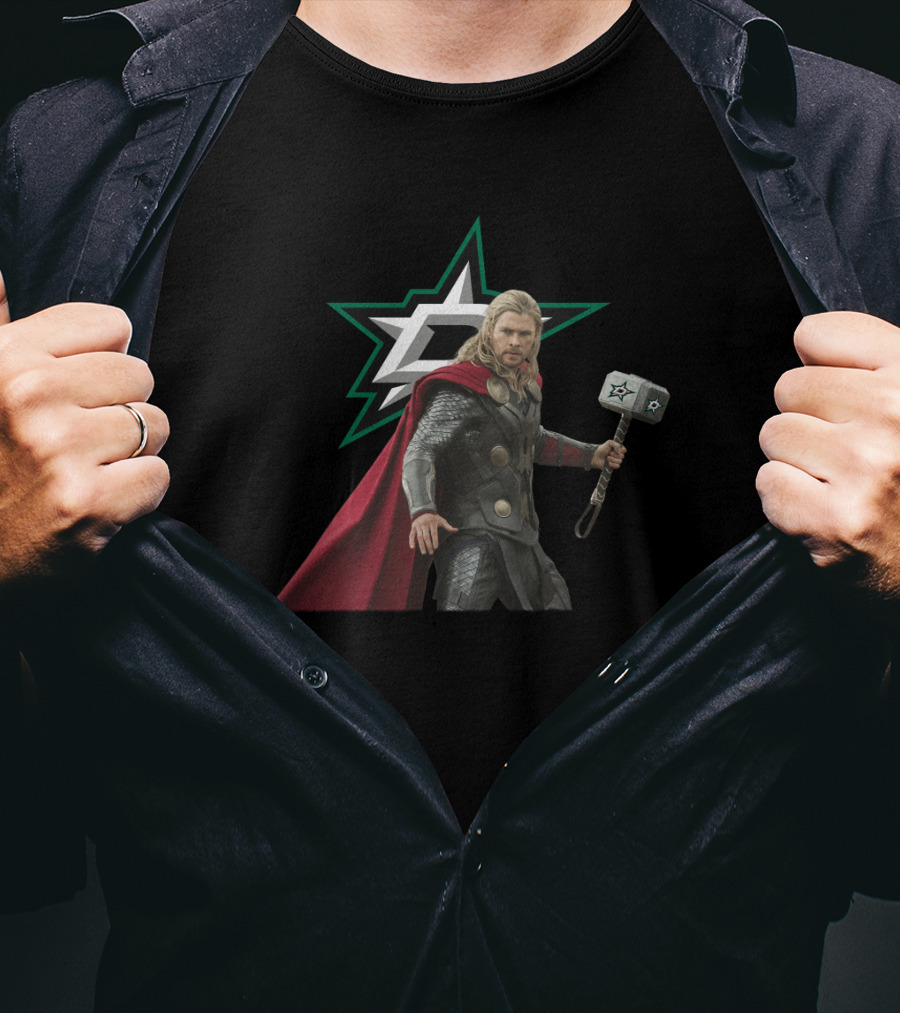 Dallas Stars Hockey And Thunder God Crossover T-Shirt