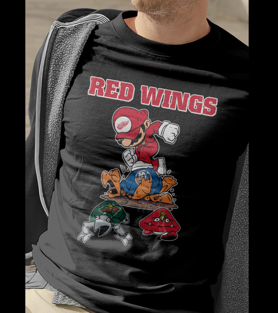 Red Wings Retro Cartoon Mascot T-Shirt