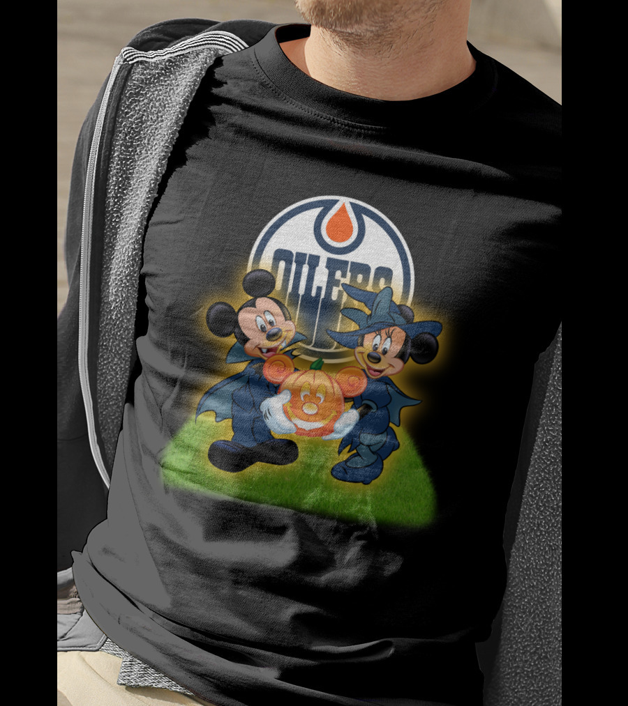 Edmonton Oilers Halloween Mickey And Friends Pumpkin T-Shirt