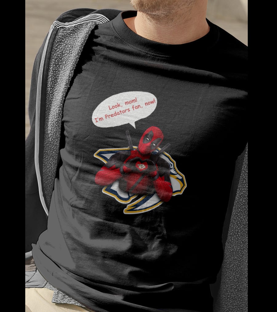 Nashville Predators Fan Now With Deadpool Image And Text T-Shirt