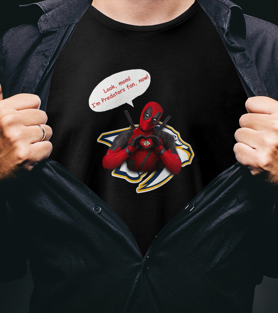 Nashville Predators Fan Now With Deadpool Image And Text T-Shirt
