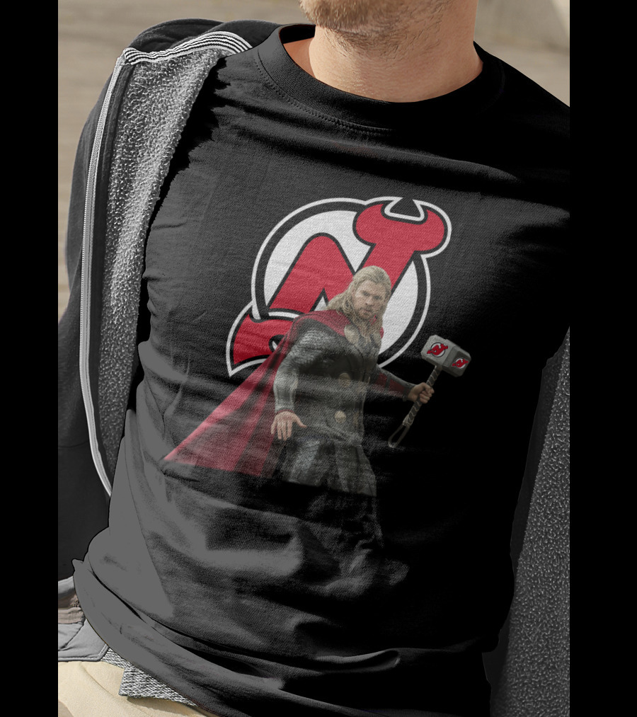 New Jersey Devils Thor Mjolnir Logo Mashup T-Shirt