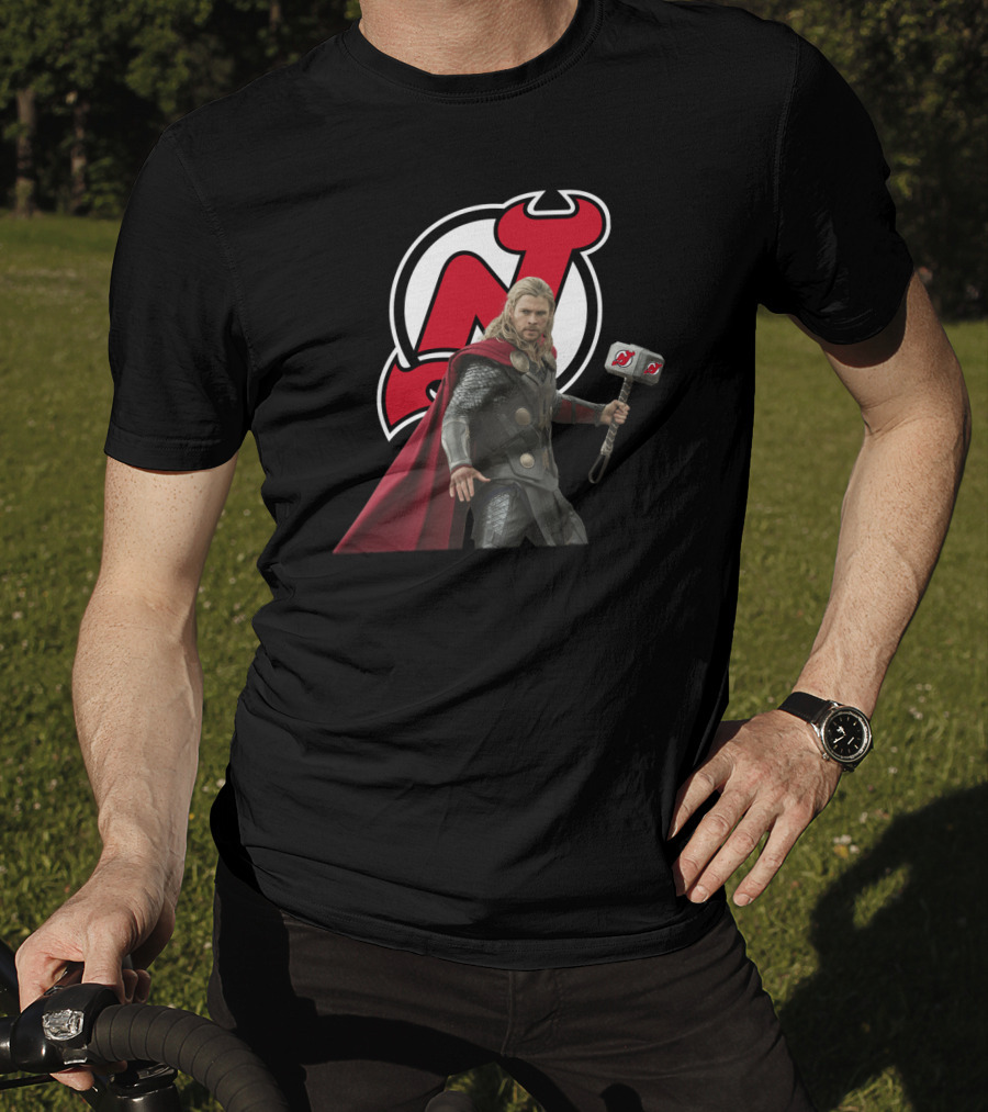 New Jersey Devils Thor Mjolnir Logo Mashup T-Shirt