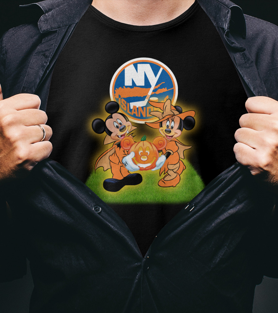 Halloween New York Islanders Mickey And Friends Pumpkin Celebration T-Shirt