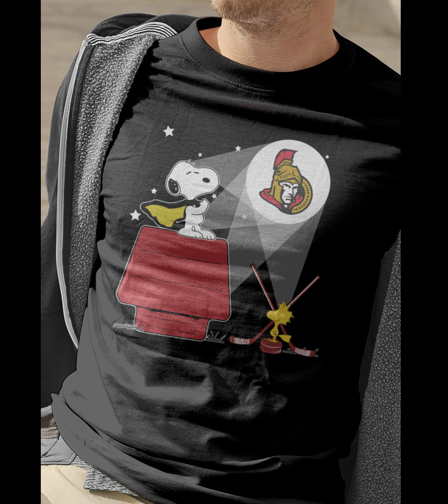 Snoopy And Woodstock Ottawa Senators Nhl Hockey Fan Tribute T-Shirt