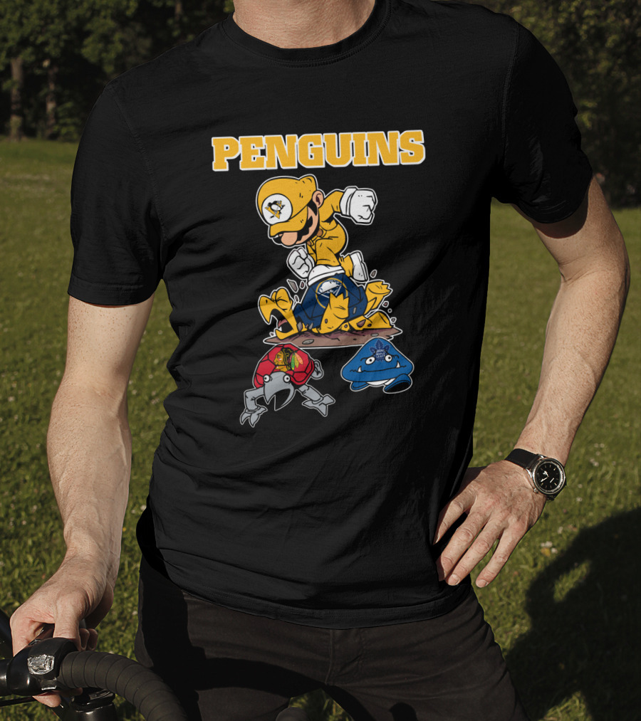 Penguins Gamer Style Nintendo Crossover With Hockey Team Elements T-Shirt