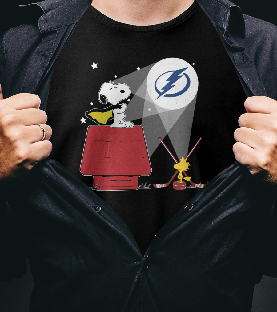 Tampa Bay Lightning Snoopy Woodstock Nhl Peanuts Crossover T-Shirt