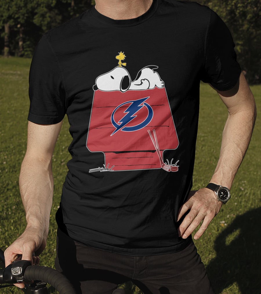 Peanuts Snoopy And Woodstock Tampa Bay Lightning Hockey House T-Shirt