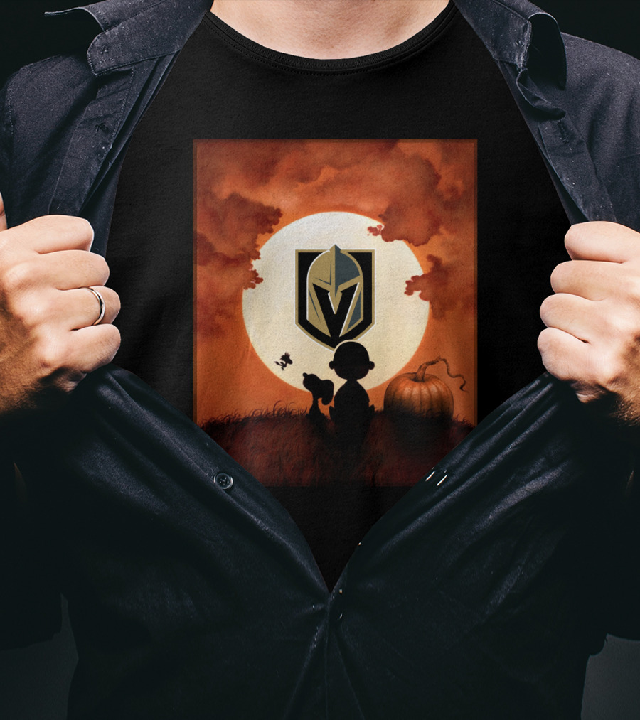 Halloween Vegas Golden Knights Full Moon Pumpkin Patch T-Shirt
