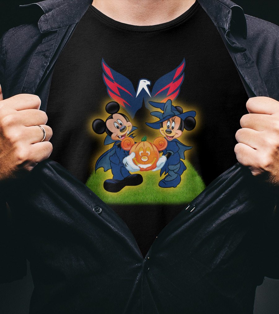 Halloween Washington Capitals Mickey And Minnie With Pumpkin T-Shirt