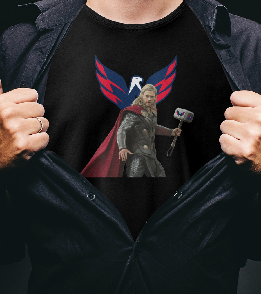 Thor Washington Capitals Marvel Crossover T-Shirt