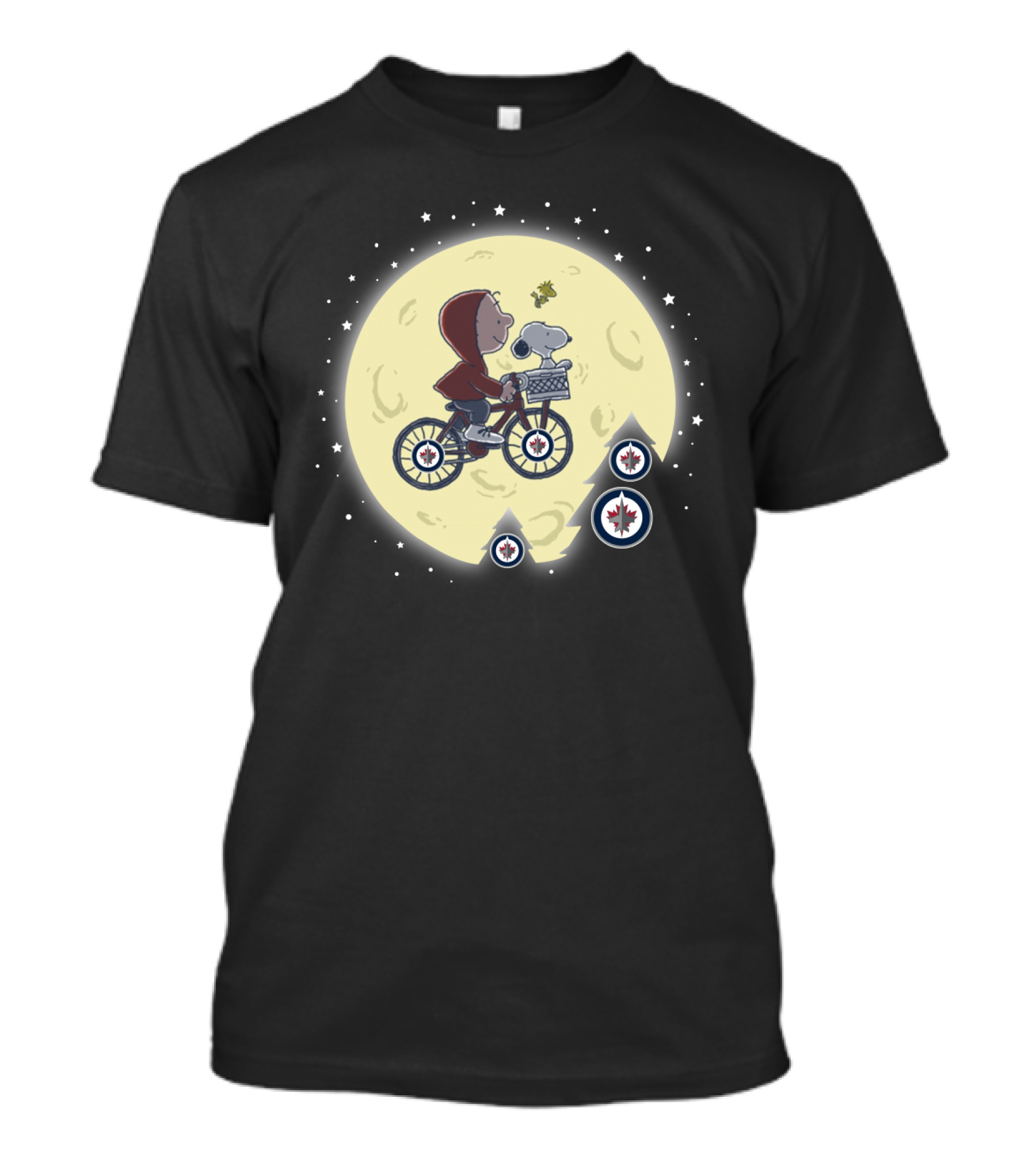 Halloween Winnipeg Jets Moon Bicycle Scene T-Shirt