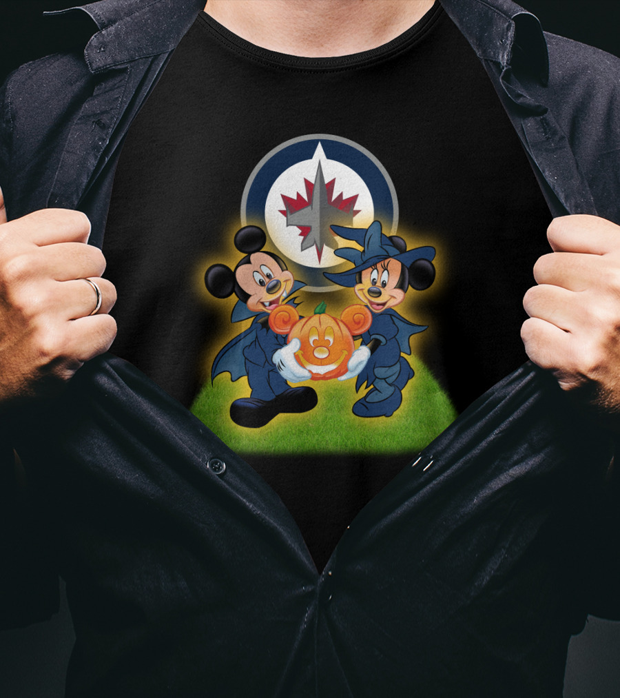 Mickey And Minnie Halloween Celebration With Winnipeg Jets T-Shirt
