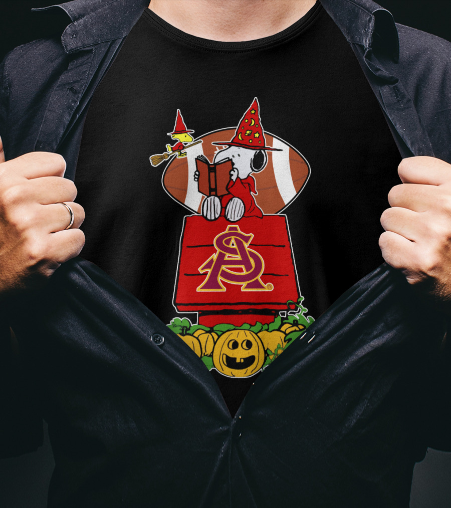 Halloween Arizona State Sun-Devils Snoopy Witch Peanuts Football Pumpkin Patch T-Shirt