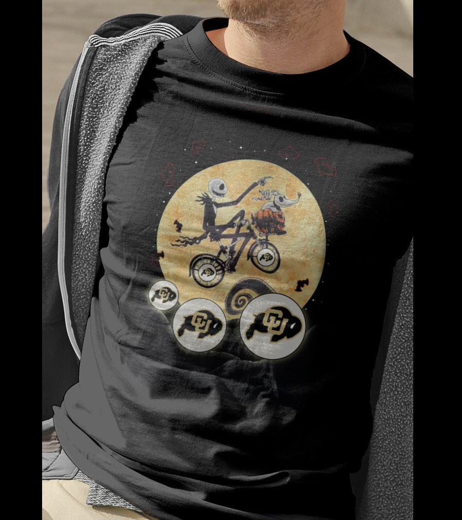 Colorado Buffaloes Football Halloween Jack Skellington Moon Bats Sports T-Shirt