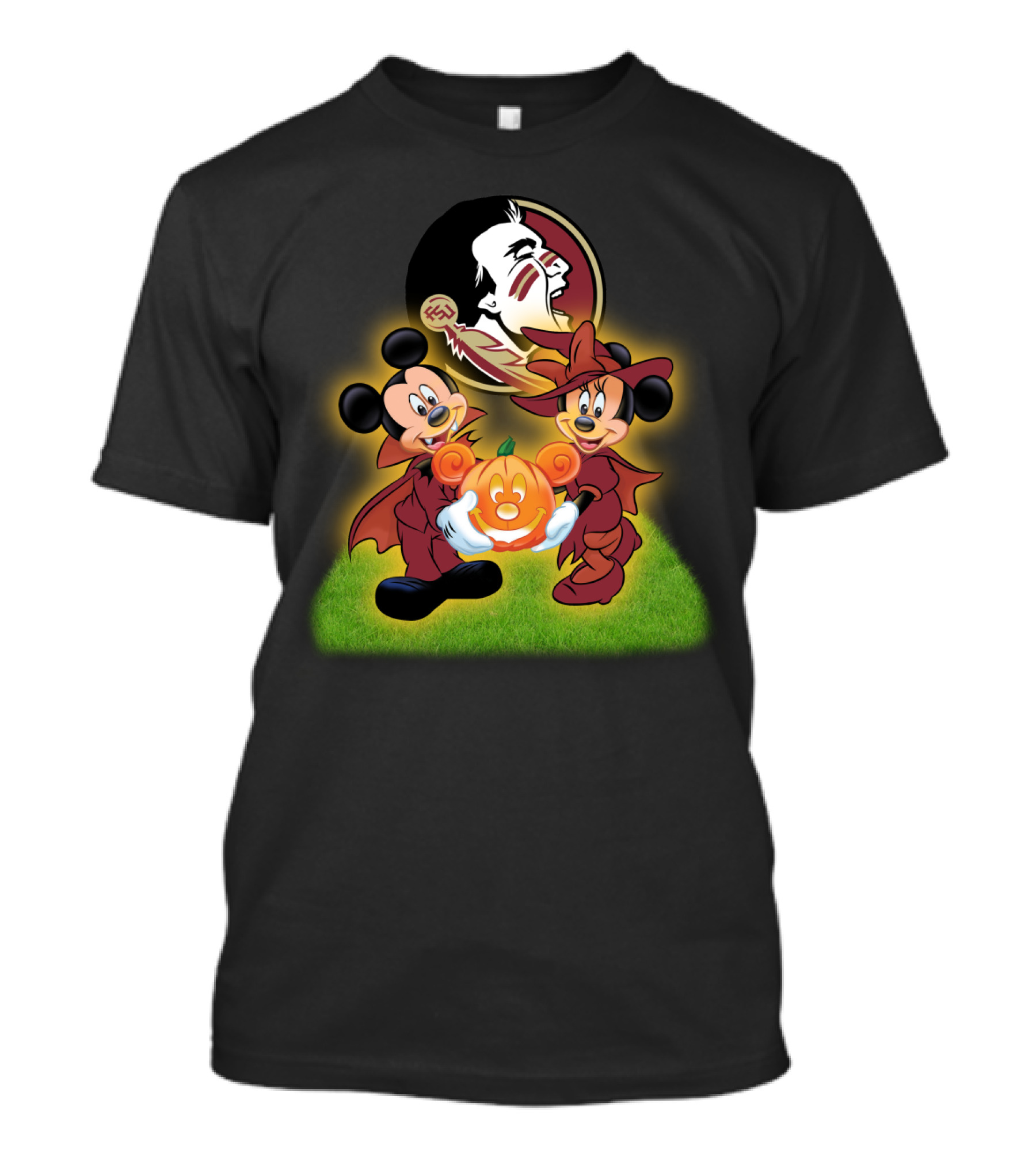 Fsu Football Halloween Mickey And Minnie With Pumpkin T-Shirt
