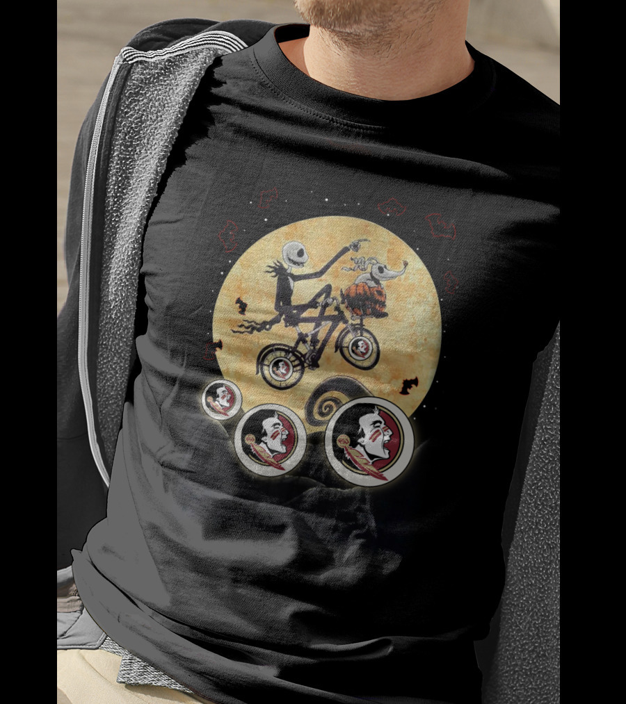 FSU Football Halloween Nightmare Theme Moon Bats Bicycle T-Shirt