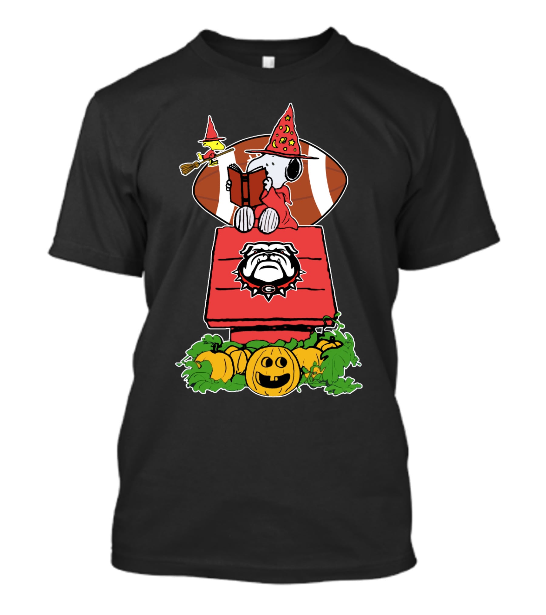 Halloween Georgia Bulldogs Football Peanuts Snoopy Jack-O'-Lantern T-Shirt