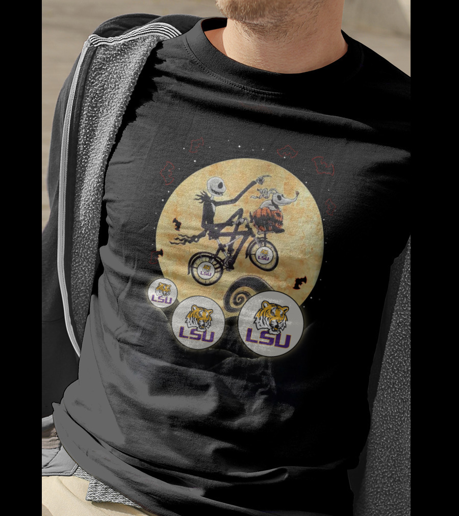 Lsu Halloween Nightmare Bicycle Moon Tiger Logos T-Shirt