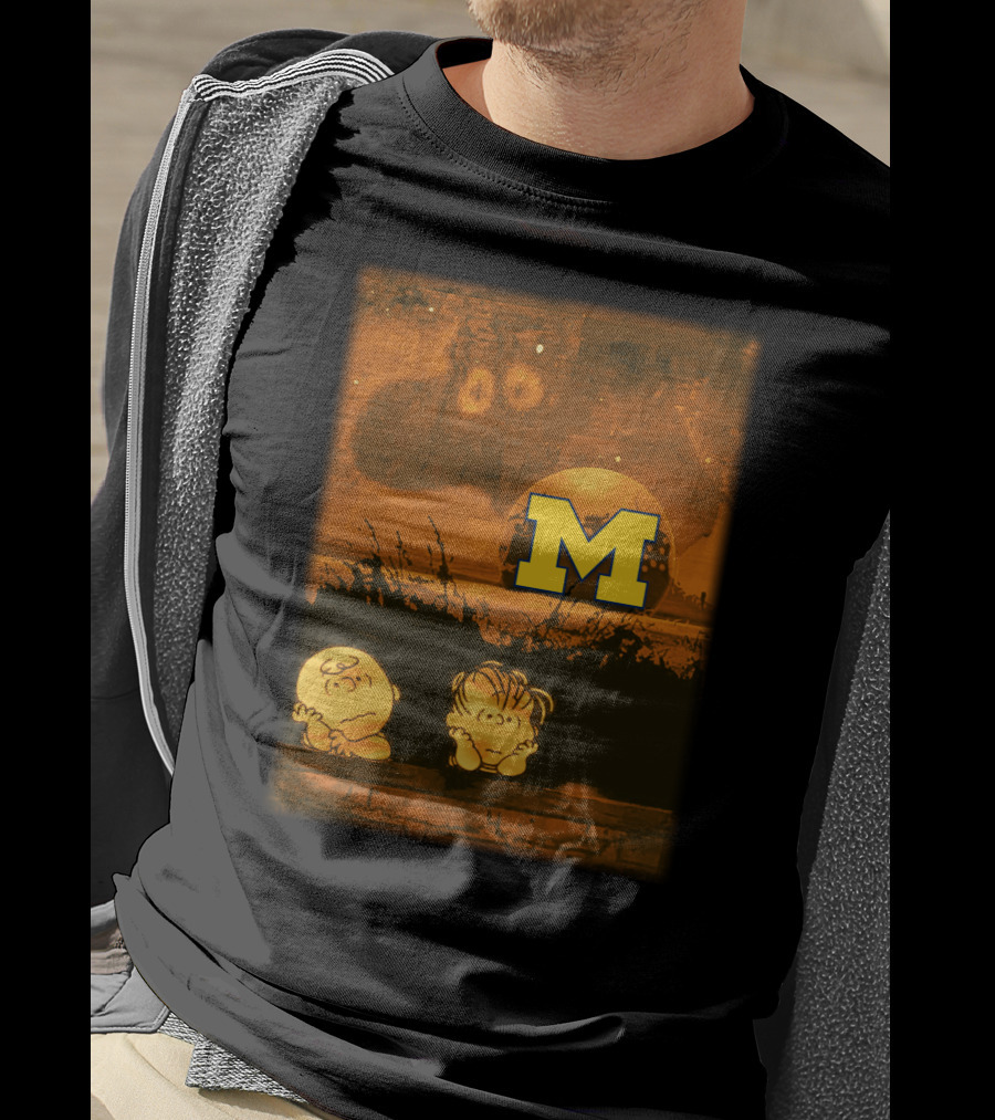 Peanuts Michigan Football Halloween Great Pumpkin Theme With Block M T-Shirt