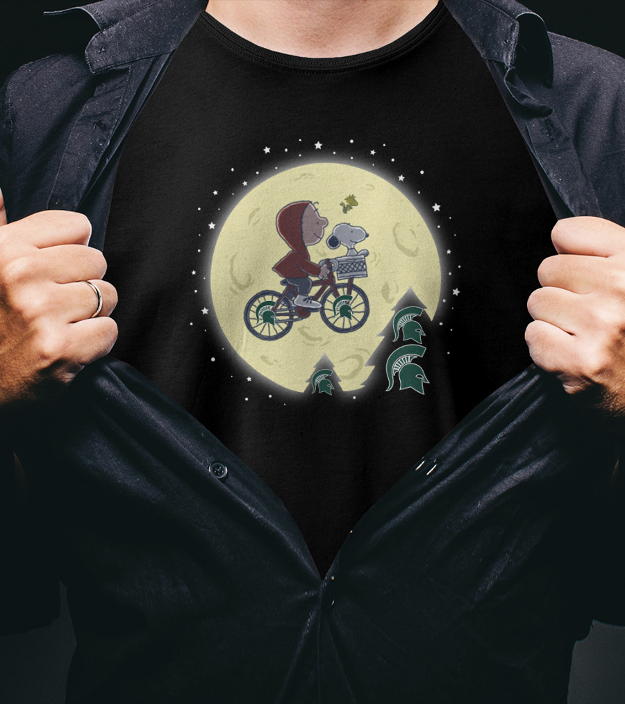 Msu Football Halloween With Et And Moon Scene T-Shirt
