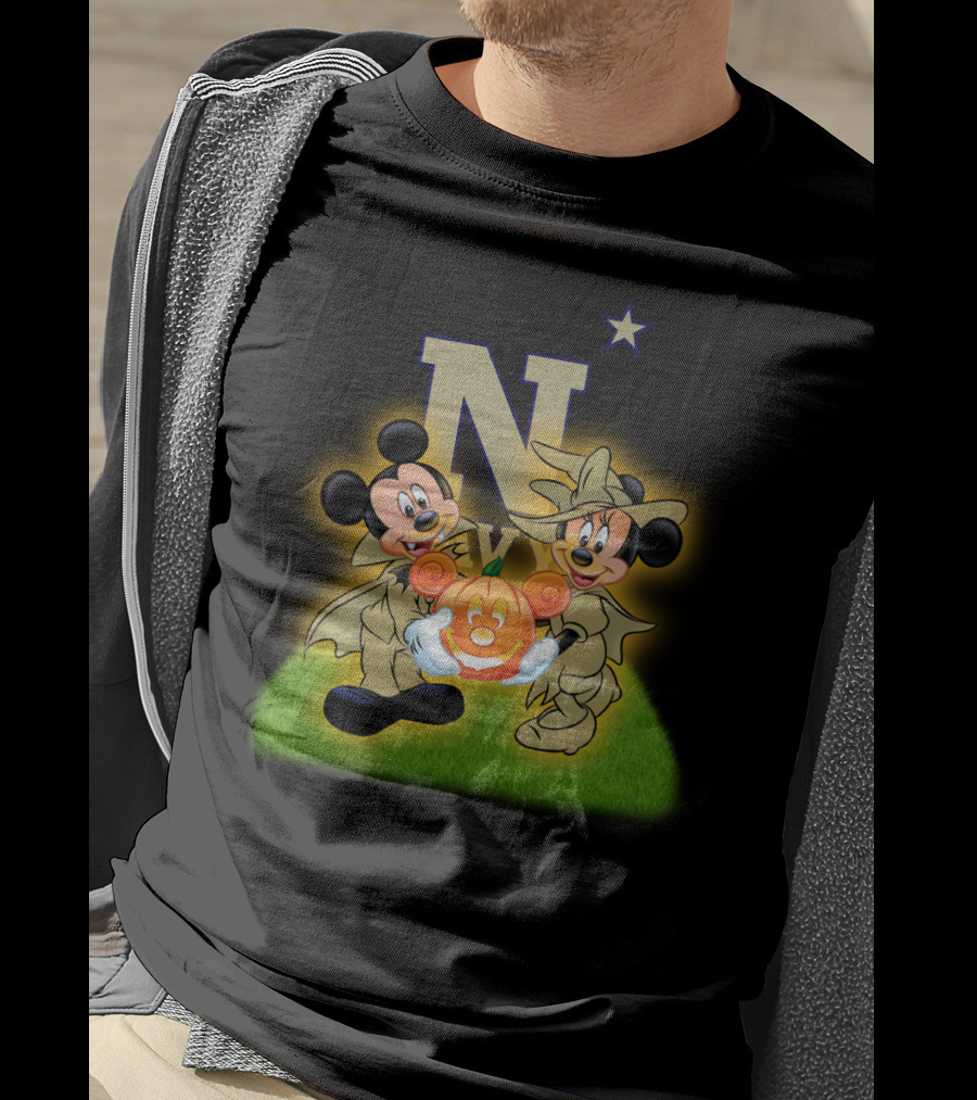 Navy Halloween Mickey Pumpkin Cartoon Star T-Shirt