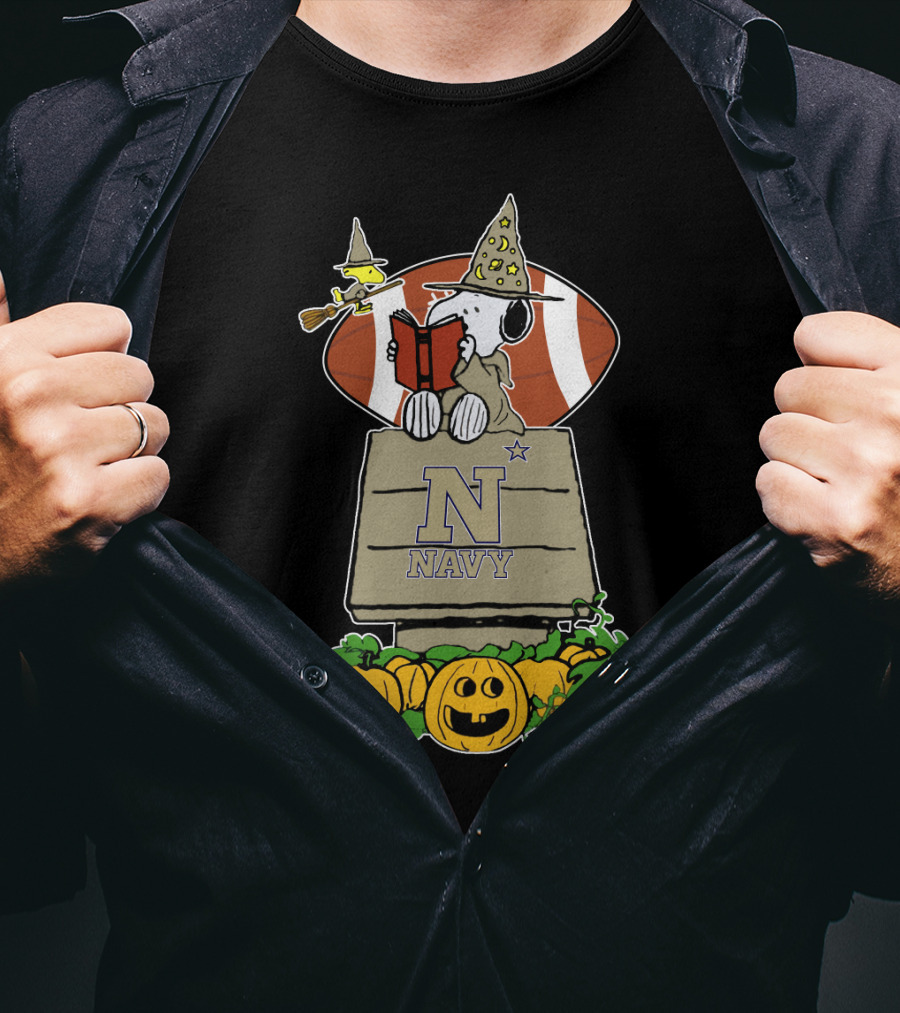 Halloween Navy Football Snoopy Witch Pumpkin T-Shirt