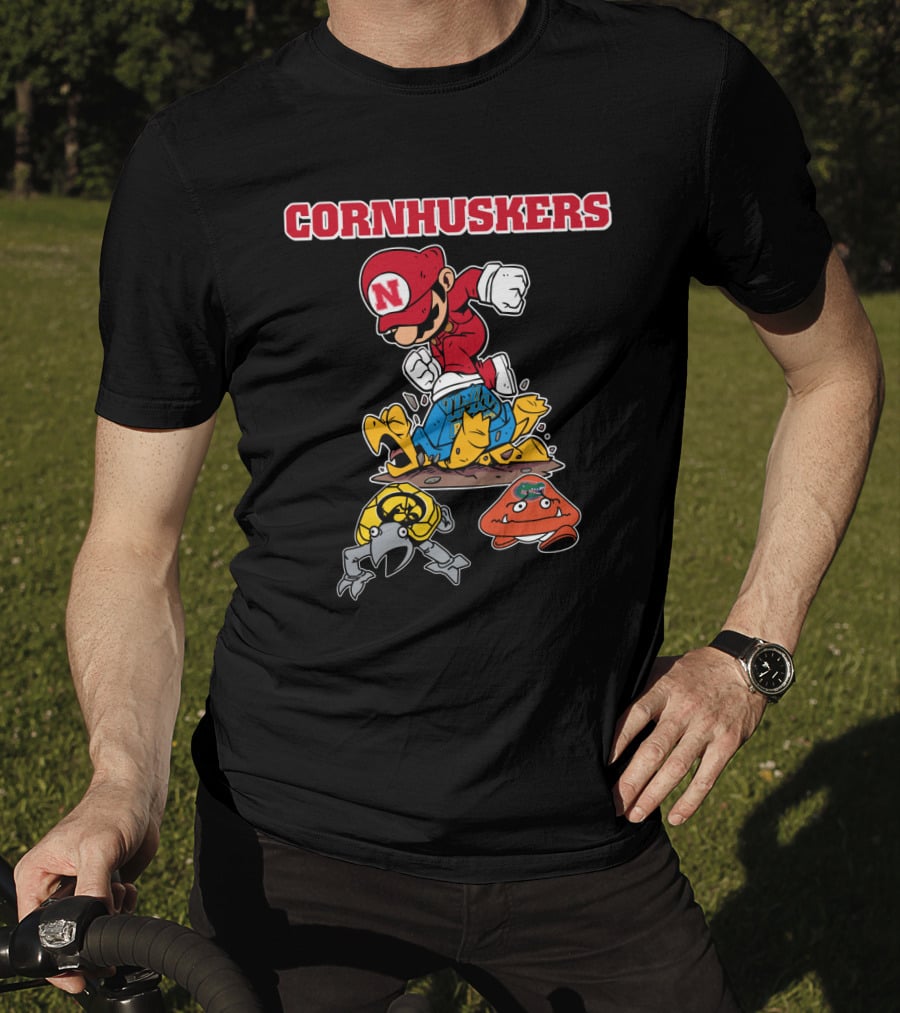 Nebraska Cornhuskers Football Super Mario Style Victory Over Opponents T-Shirt