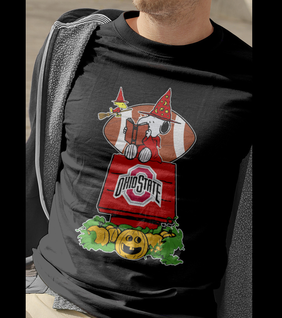 Ohio State Buckeyes Halloween Football Peanuts Snoopy Woodstock T-Shirt