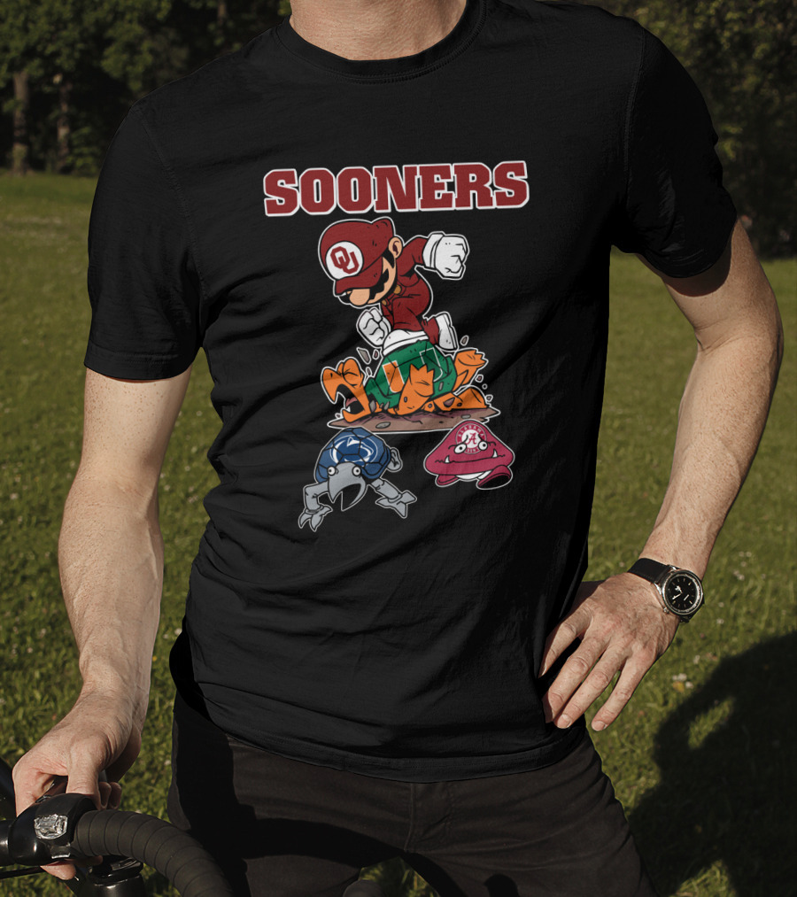 Sooners Ou Football Cartoon Character Smash Rival Teams T-Shirt
