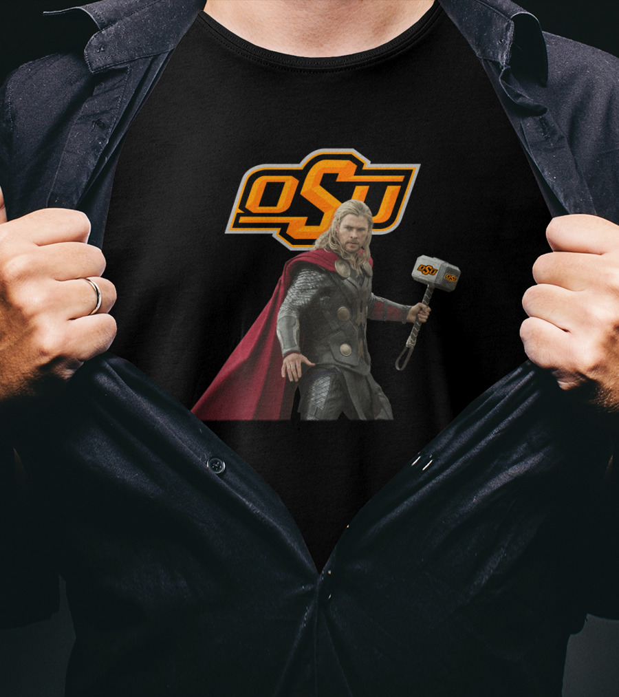 Oklahoma State Football Osu Thor Crossover With Hammer T-Shirt