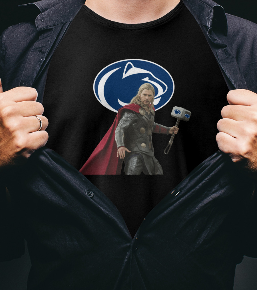 Penn State Nittany Lions Football Thor Hammer Logo Mashup T-Shirt