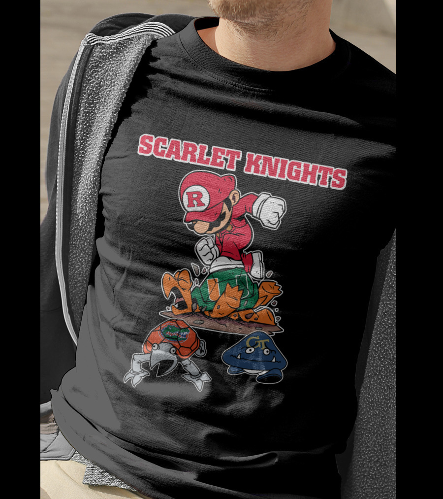 Scarlet Knights Rutgers Football Illustration With Sports Mascots T-Shirt
