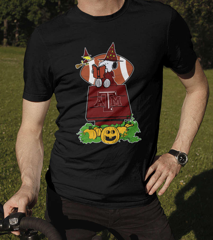 Halloween Texas A M Aggies Football Snoopy Wizard Pumpkins T-Shirt