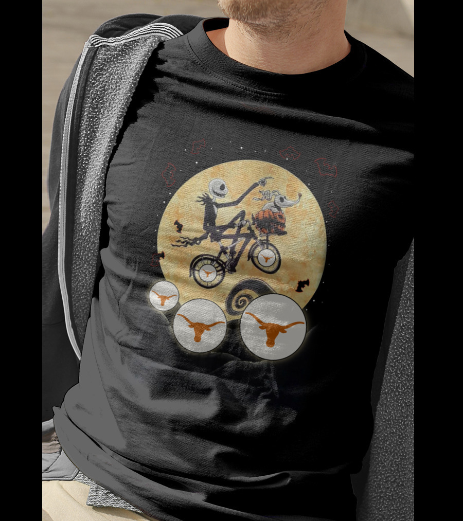Halloween Texas Longhorns Nightmare Biking Theme T-Shirt