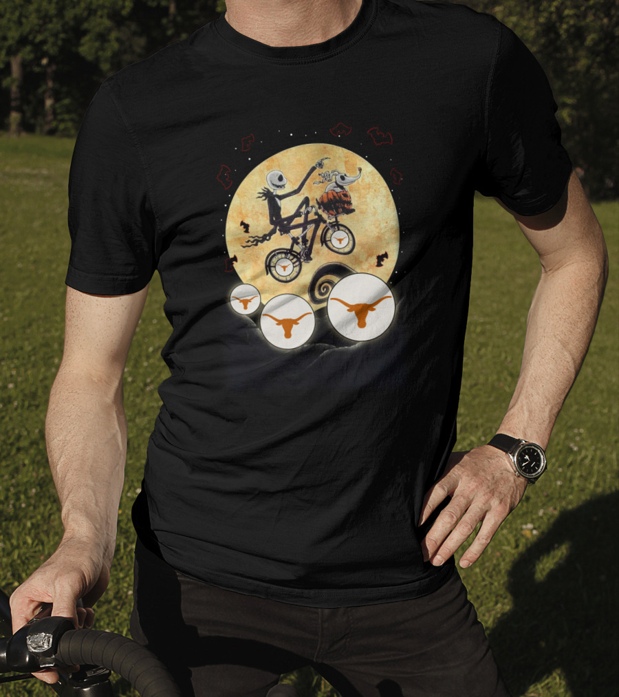 Halloween Texas Longhorns Nightmare Biking Theme T-Shirt
