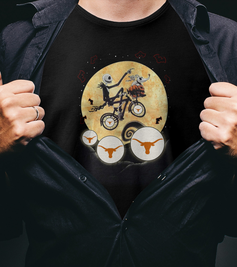 Halloween Texas Longhorns Nightmare Biking Theme T-Shirt