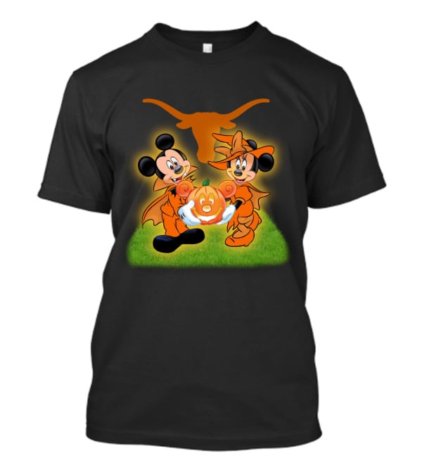 Halloween Texas Longhorns Mickey And Minnie Pumpkin Duo T-Shirt