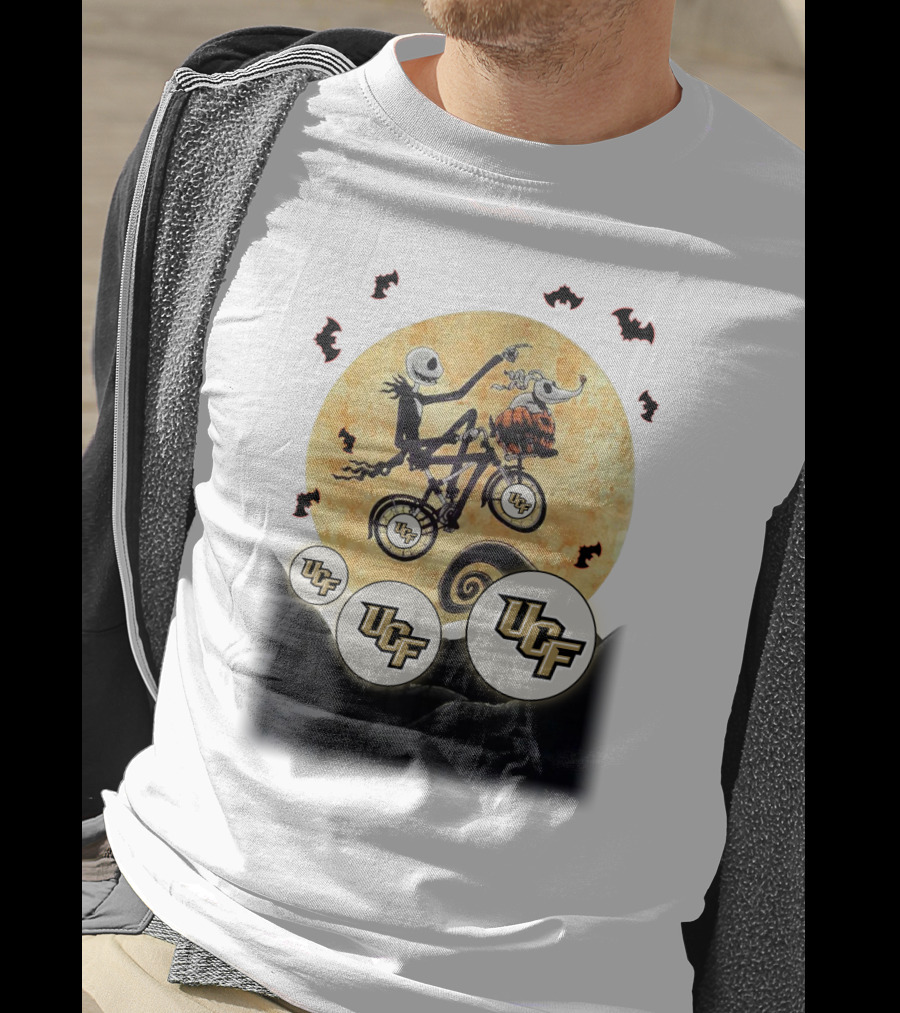 UCF Halloween Football Nightmare Bicycle Moon Scene T-Shirt
